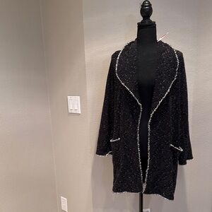 Max Studio Black Coat/Sweater with White Accents